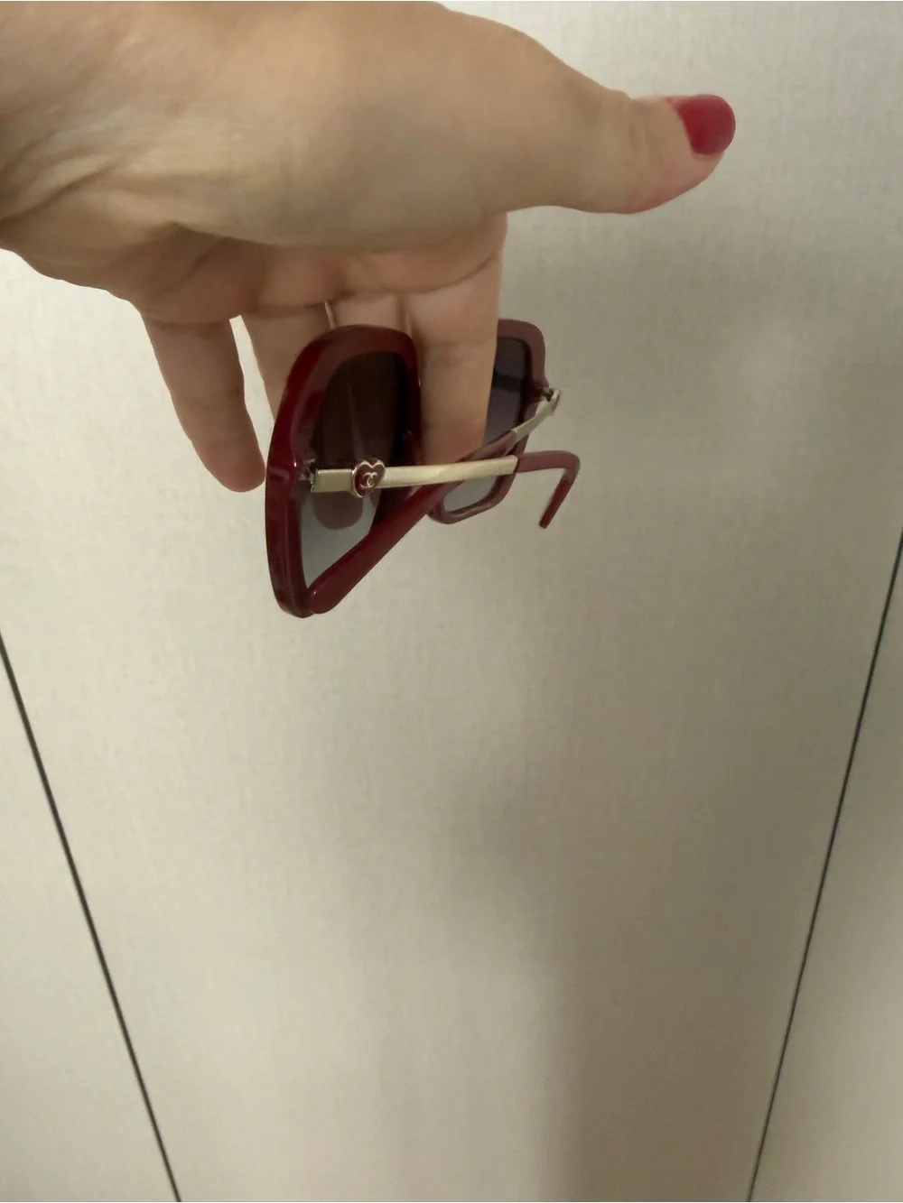 CHANEL Cherry Red Oversized Square Sunglasses